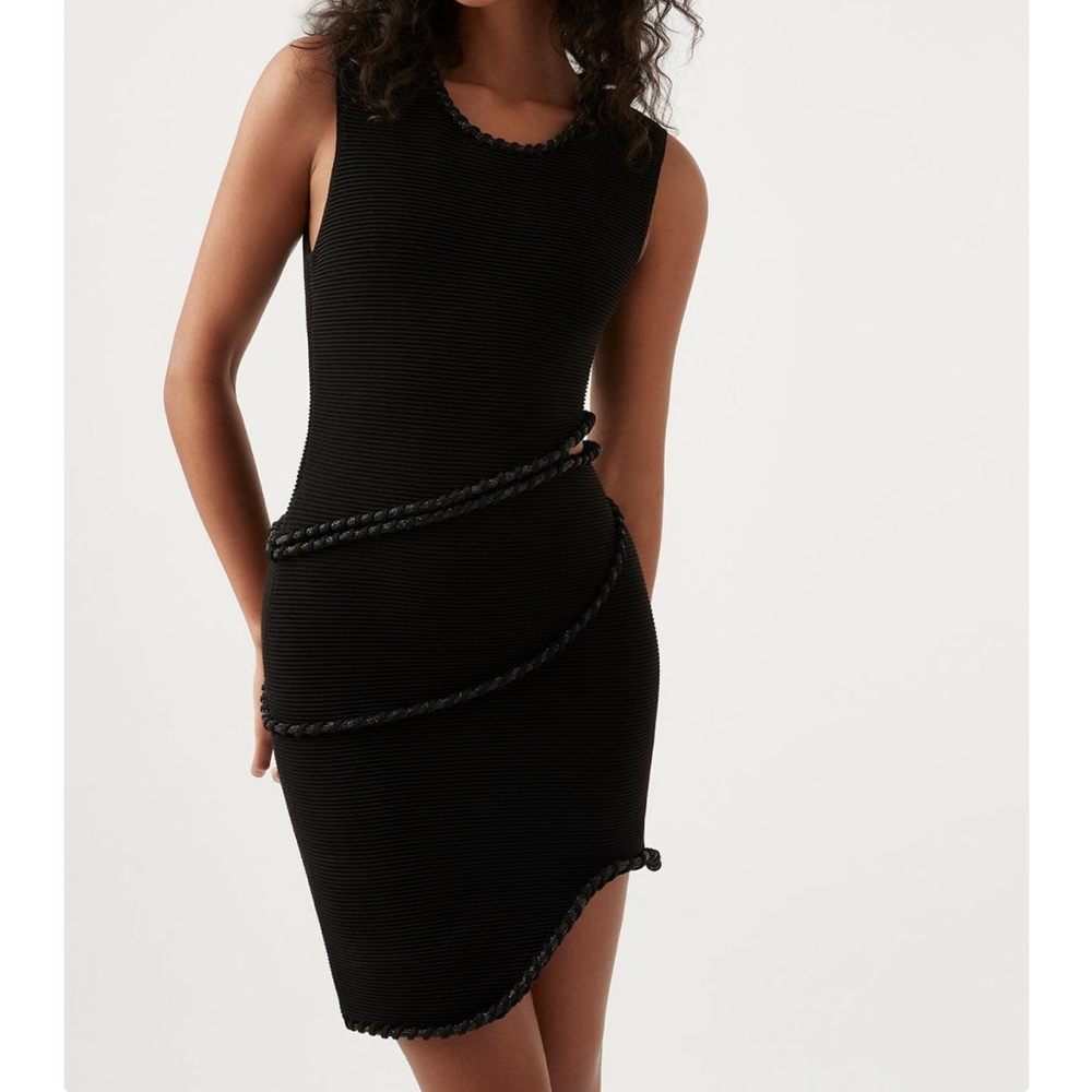 Aje Undulating Cut Out Mini Dress Black | Women Body & Crepe Knit